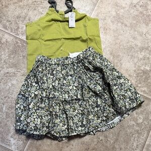 NWT. GAP Striped Lime Tank with Floral Tiered Skirt